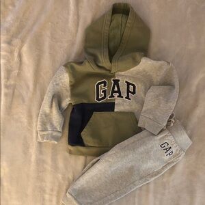 GAP Olive and Gray Kids Hoodie Set